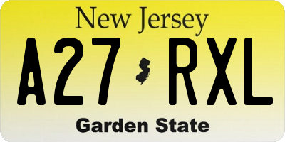 NJ license plate A27RXL