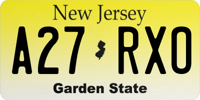 NJ license plate A27RXO