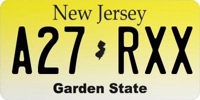 NJ license plate A27RXX