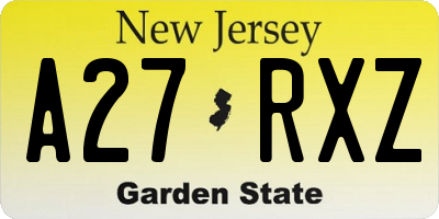 NJ license plate A27RXZ