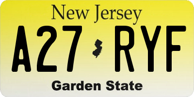 NJ license plate A27RYF