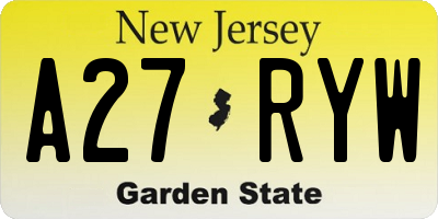 NJ license plate A27RYW