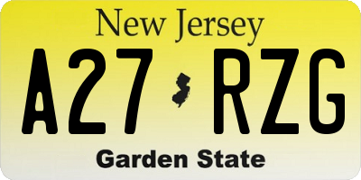 NJ license plate A27RZG
