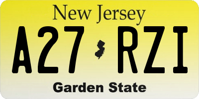 NJ license plate A27RZI