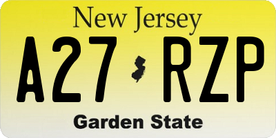 NJ license plate A27RZP
