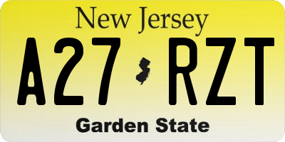 NJ license plate A27RZT