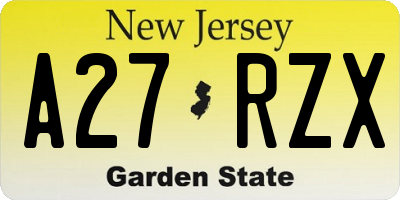 NJ license plate A27RZX