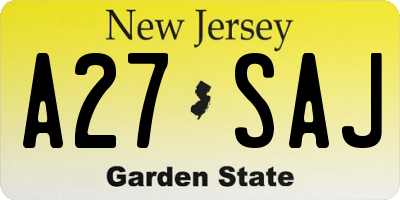 NJ license plate A27SAJ
