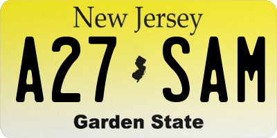 NJ license plate A27SAM
