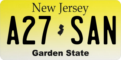 NJ license plate A27SAN