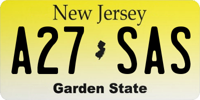 NJ license plate A27SAS