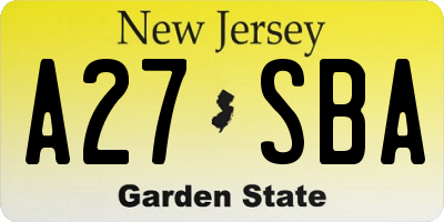 NJ license plate A27SBA