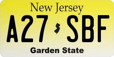 NJ license plate A27SBF