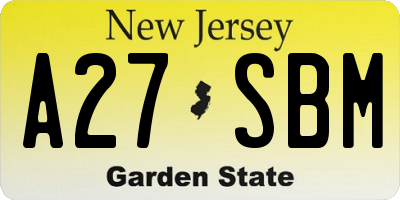 NJ license plate A27SBM