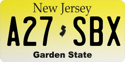 NJ license plate A27SBX