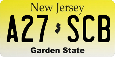 NJ license plate A27SCB