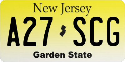 NJ license plate A27SCG