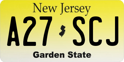 NJ license plate A27SCJ