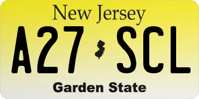NJ license plate A27SCL