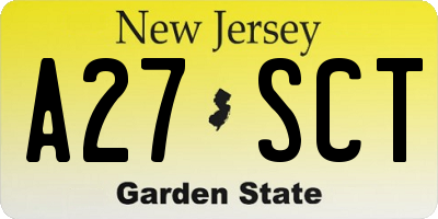 NJ license plate A27SCT