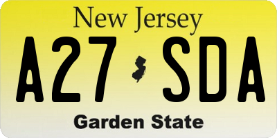 NJ license plate A27SDA