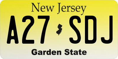 NJ license plate A27SDJ