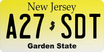 NJ license plate A27SDT