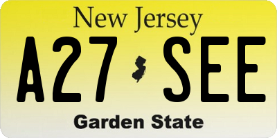 NJ license plate A27SEE