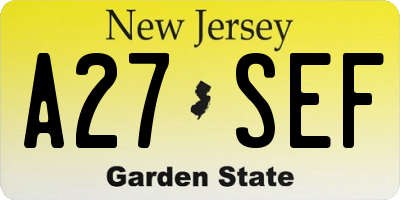 NJ license plate A27SEF