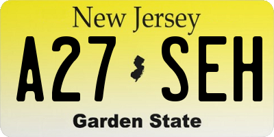 NJ license plate A27SEH