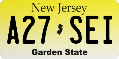 NJ license plate A27SEI
