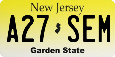 NJ license plate A27SEM