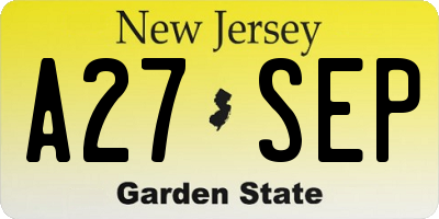NJ license plate A27SEP