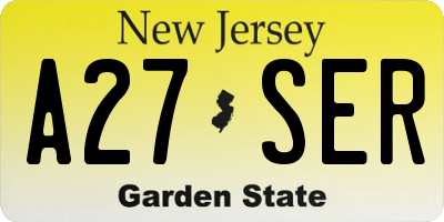 NJ license plate A27SER