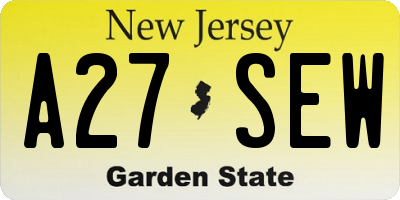 NJ license plate A27SEW