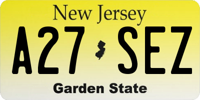 NJ license plate A27SEZ