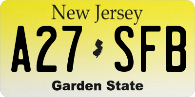 NJ license plate A27SFB