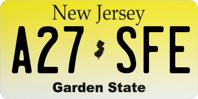 NJ license plate A27SFE