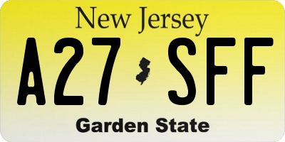 NJ license plate A27SFF