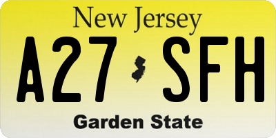 NJ license plate A27SFH