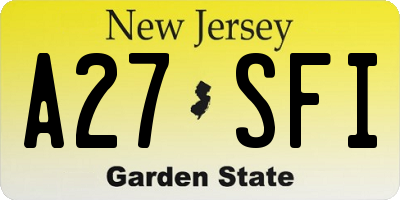 NJ license plate A27SFI