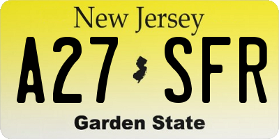 NJ license plate A27SFR