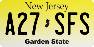 NJ license plate A27SFS