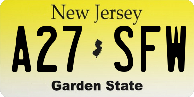 NJ license plate A27SFW