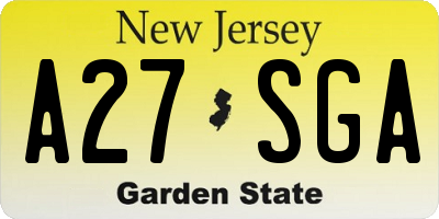NJ license plate A27SGA