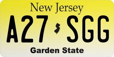 NJ license plate A27SGG