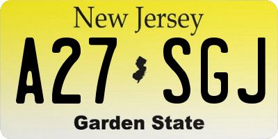 NJ license plate A27SGJ