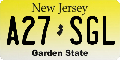 NJ license plate A27SGL