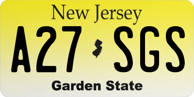 NJ license plate A27SGS