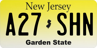 NJ license plate A27SHN